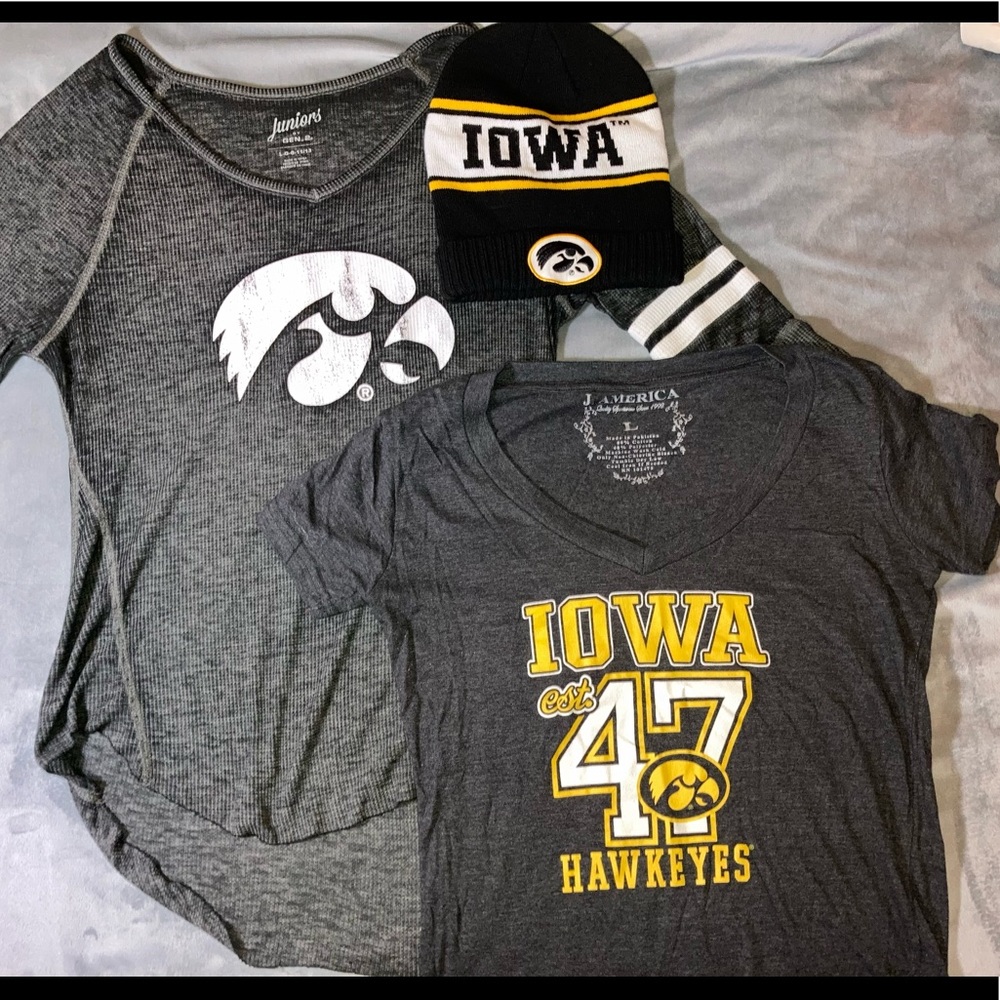 Iowa Hawkeyes T-shirts and Nike Beanie (His and Hers Bundle)